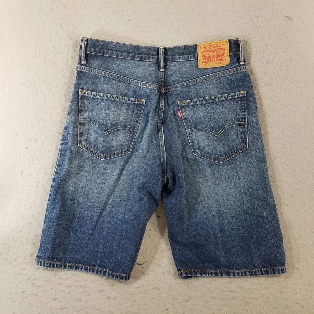 Levi's 569 shorts men's 33x12 relaxed fit blue denim‎ retro